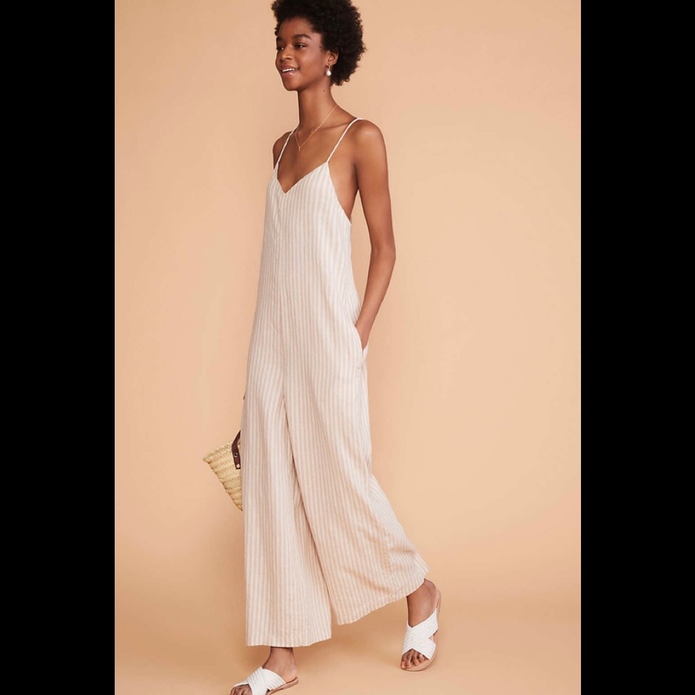 NWOT Lou & Grey Striped Strappy Linen Jumpsuit XL